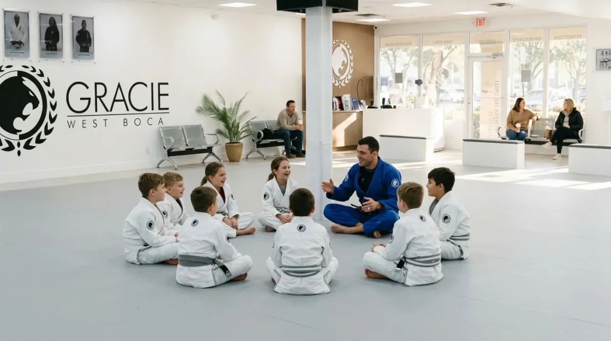 Homeschooled children in a daytime class bowing together in morning light