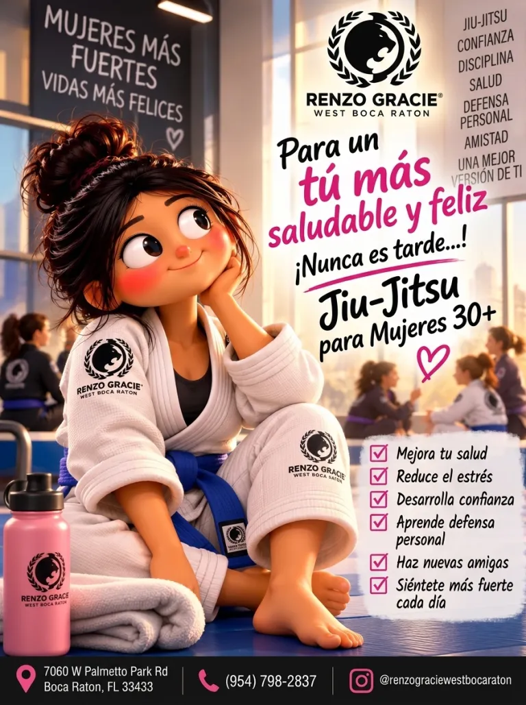 Arte Jiu-Jitsu para mujeres 30+ (en inglés): más salud, menos estrés, más confianza y defensa personal, en Renzo Gracie West Boca Raton