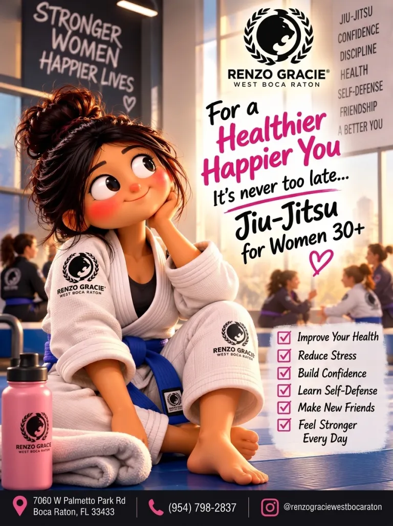 Jiu-Jitsu for Women 30+: for a healthier, happier you, with improved health, less stress, more confidence and self-defense, at Renzo Gracie West Boca Raton