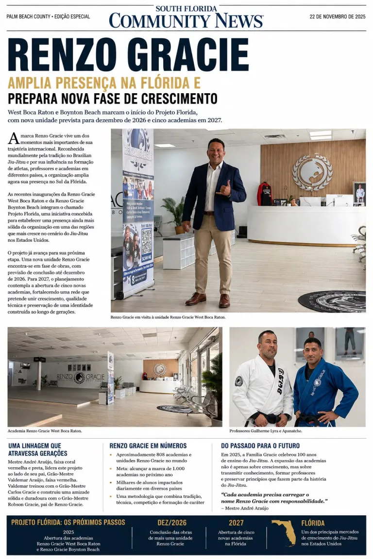 Newspaper clipping: Florida Magazine on Renzo Gracie West Boca Raton