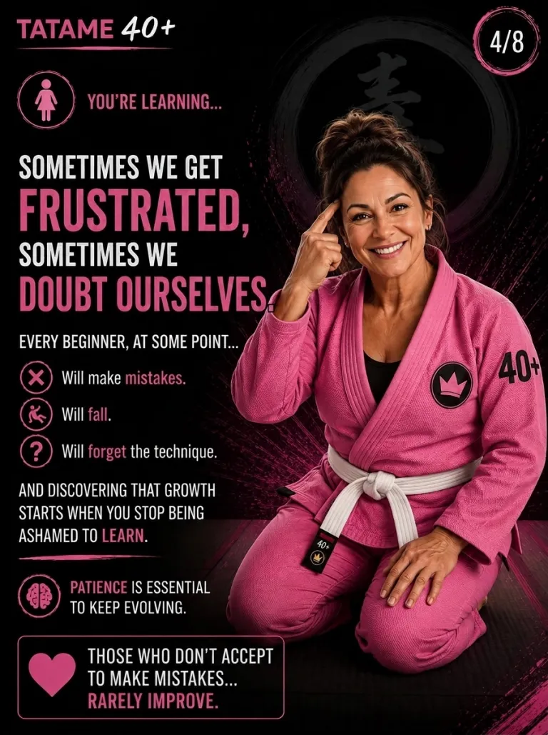 Tatame 40+ flyer (slide 4 of 8: sometimes we get frustrated, sometimes we doubt ourselves) at Renzo Gracie West Boca Raton