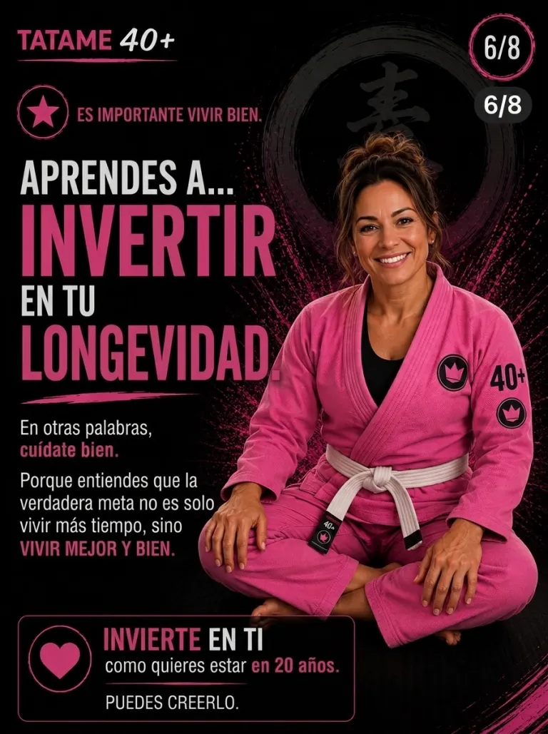 Arte Tatame 40+ (slide 6 de 8: invertir en tu longevidad) en Renzo Gracie West Boca Raton