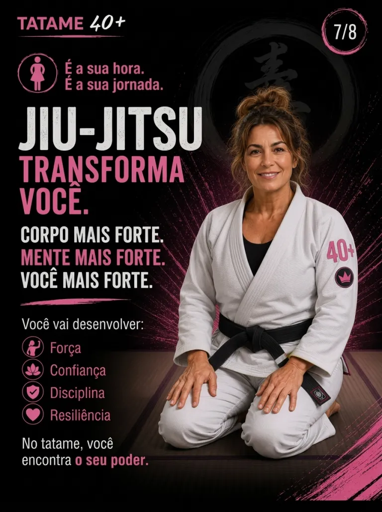 Arte Tatame 40+ (slide 7 de 8: o Jiu-Jitsu transforma você) na Renzo Gracie West Boca Raton