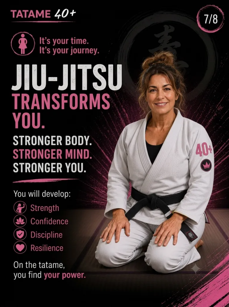Tatame 40+ flyer (slide 7 of 8: Jiu-Jitsu transforms you) at Renzo Gracie West Boca Raton