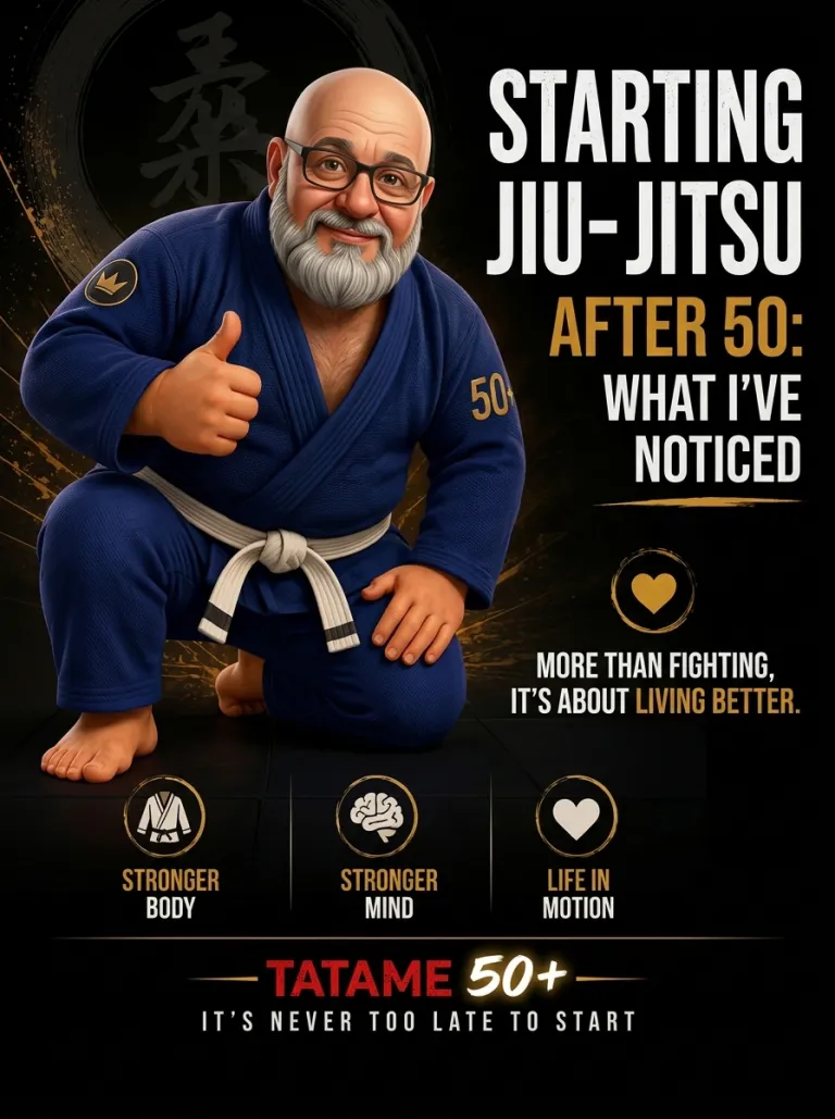 Tatame 50+ flyer (in Portuguese): starting Jiu-Jitsu after 50 and what I have noticed, at Renzo Gracie West Boca Raton