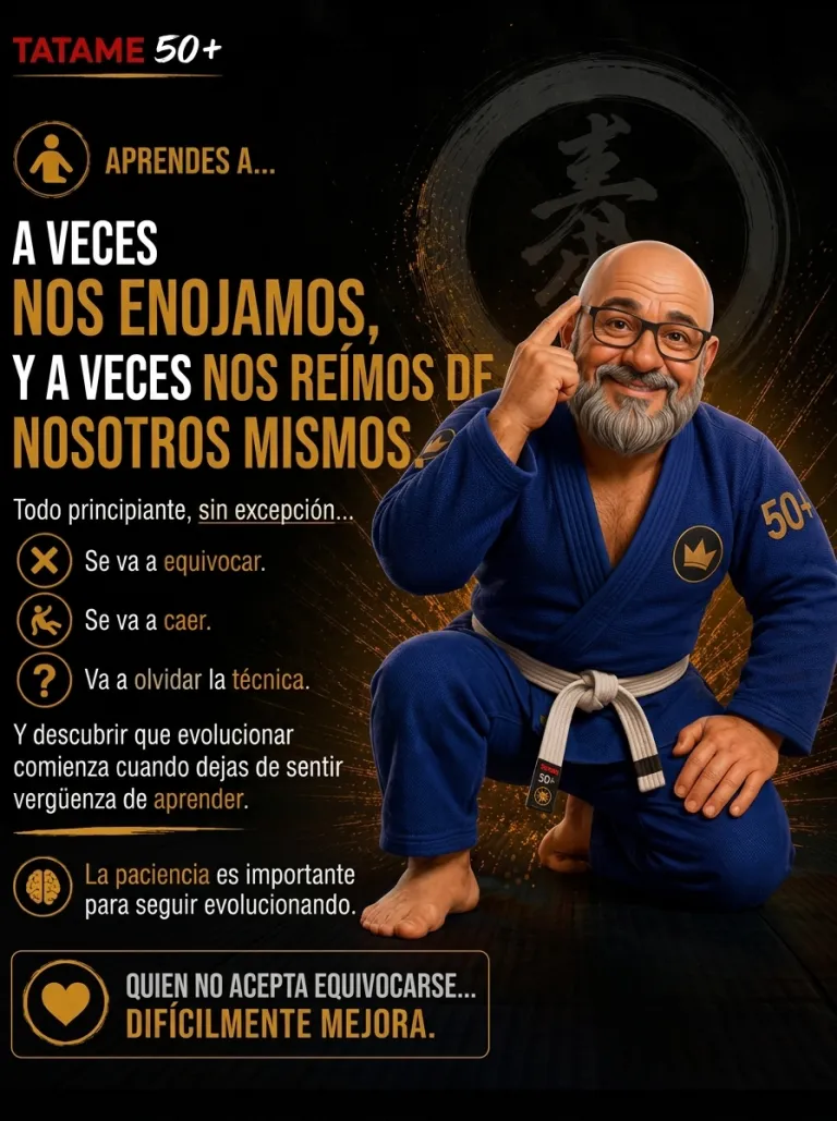 Arte Tatame 50+ (slide 4 de 8: a veces nos enojamos y a veces nos reímos de nosotros) en Renzo Gracie West Boca Raton