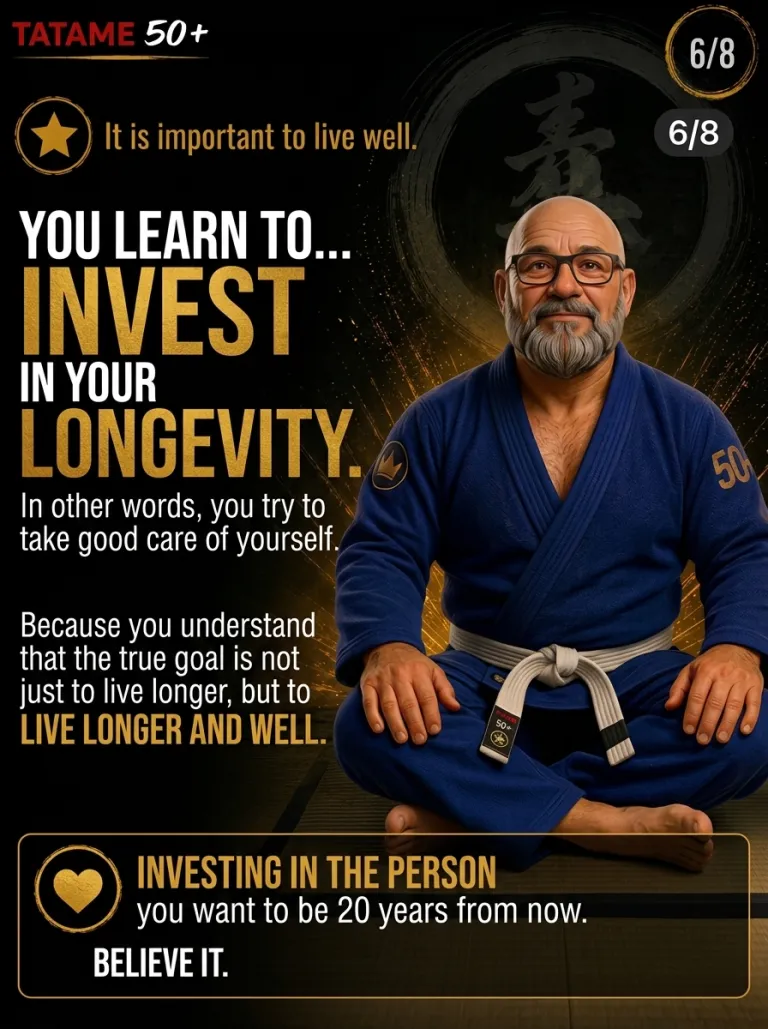 Tatame 50+ flyer (slide 6 of 8: invest in longevity) at Renzo Gracie West Boca Raton